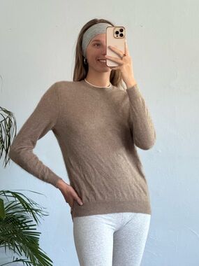 Gobi Mongolian Cashmere Light Brown Taupe Crewneck Sweater